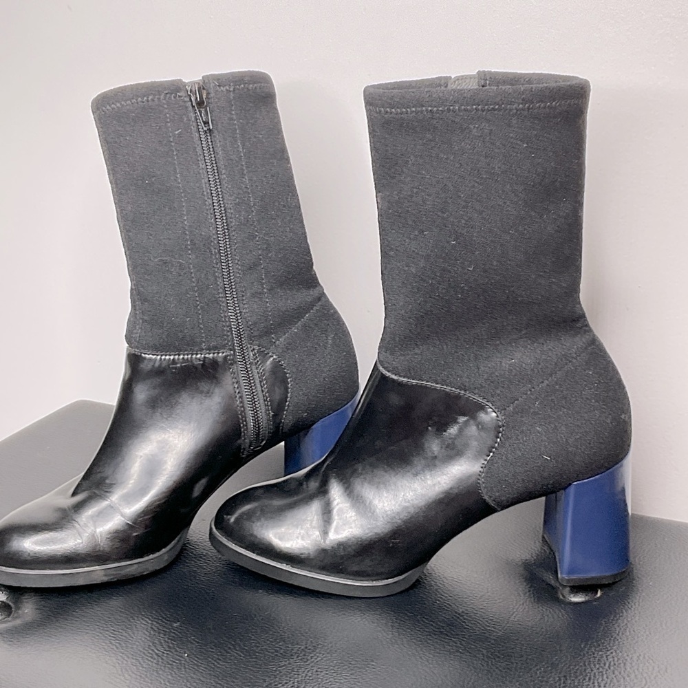 Camper Kara ankle boots black w/ blue 3 inch heel sz EU 36 US 5